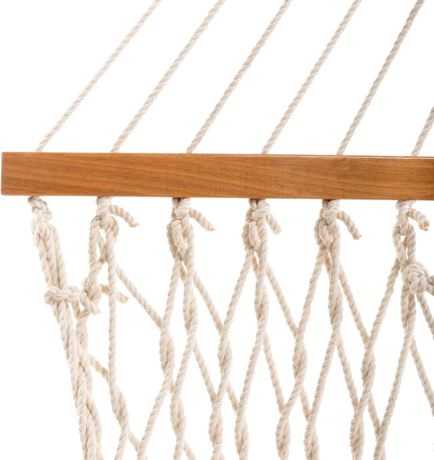 Original Pawleys Island Deluxe Oatmeal DuraCord Rope Hammock – 13 ft. x 65 in, 2-Person, 450 lb Capacity, Oak Spreader Bar, Zinc-Plated Hardware, Handcrafted in The USA