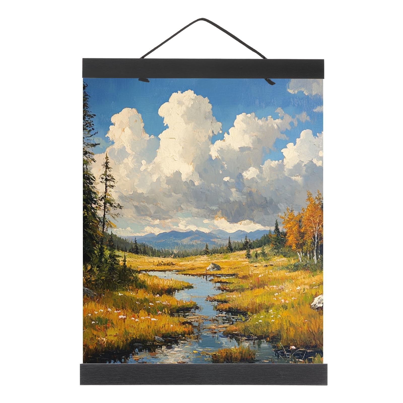 PATIKIL 1 Set Magnetic Poster Hanger Frame 12 Inch Wooden Magnet Picture Hangers Frames Wide Hanging Kit for Photos Pictures