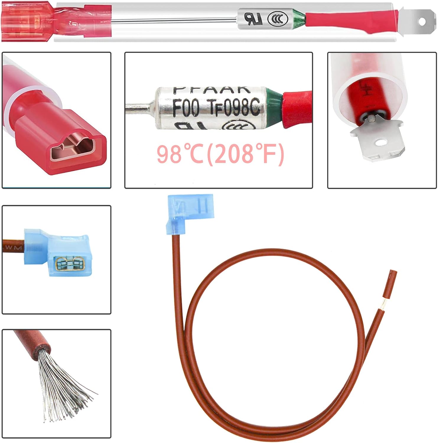 4PCS RV 93866 Water Heater Thermal Cutoff Kit, Replacement OEM Part Thermal Fuse, Toilet Part Mobile Fittings For RV Atwood 91447 93866 Water Heater GCH6-4E GH6-6E G6A-6E GCH6A-7E GCG6A-9E XT Series