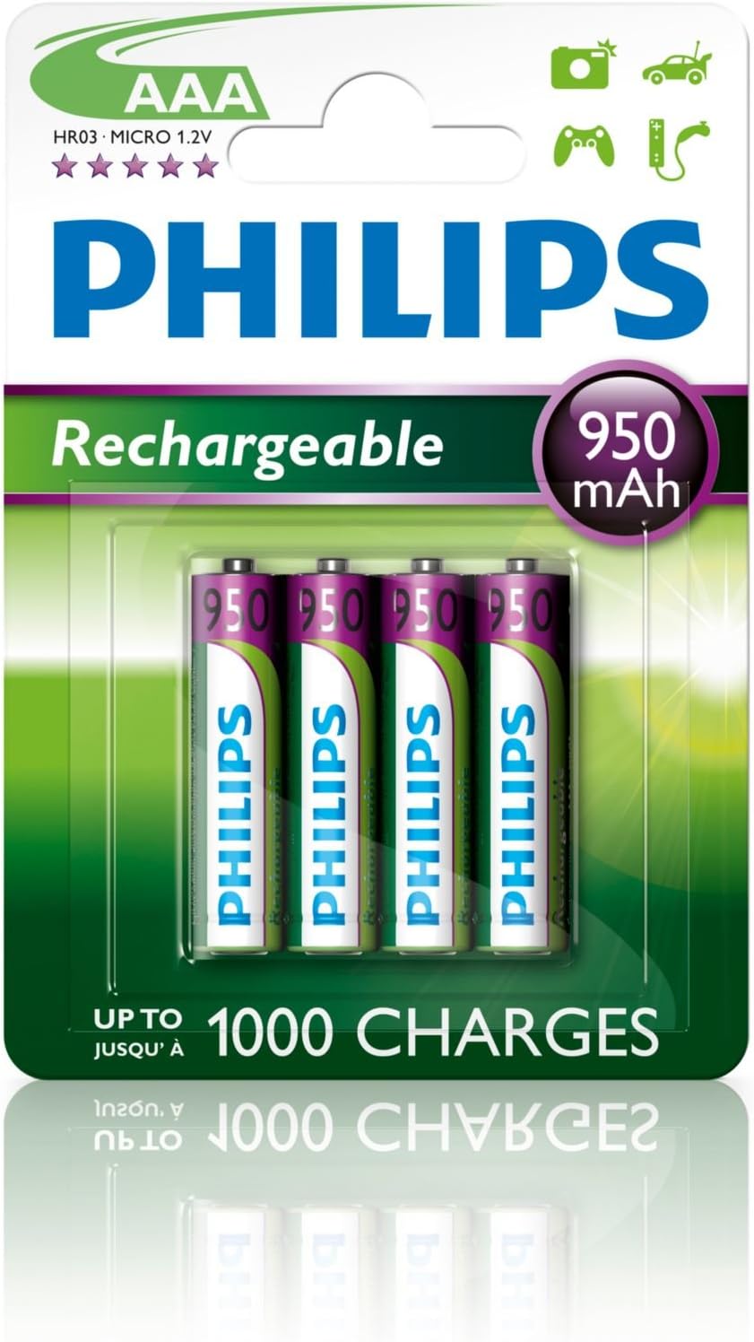 Philips Rechargeable Battery AAA - 1000mAh (4 Batteries)