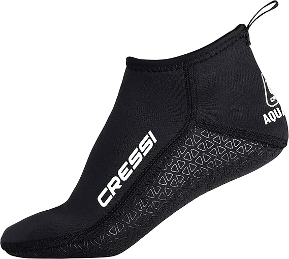 CRESSI Aqua Grip Neoprene Socks 3mm - Escarpines Cortos Unisex de Neopreno Negro de 3mm con Doble Forro y Suela Antideslizante, Ideales para Actividades Acuáticas y en Superficie