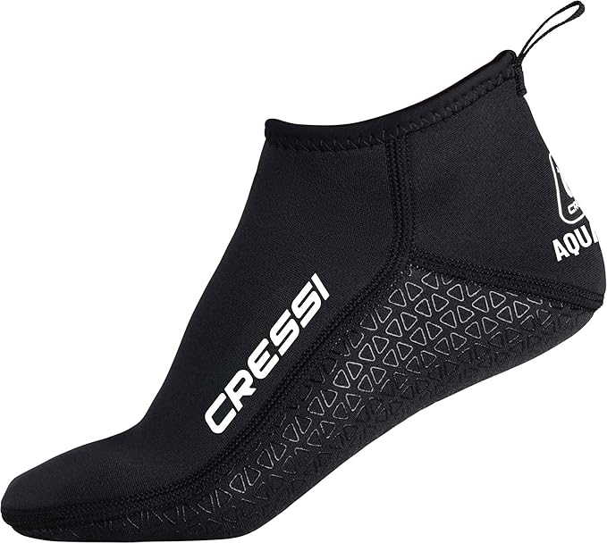 CRESSI Aqua Grip Neoprene Socks 3mm - Escarpines Cortos Unisex de Neopreno Negro de 3mm con Doble Forro y Suela Antideslizante, Ideales para Actividades Acuáticas y en Superficie