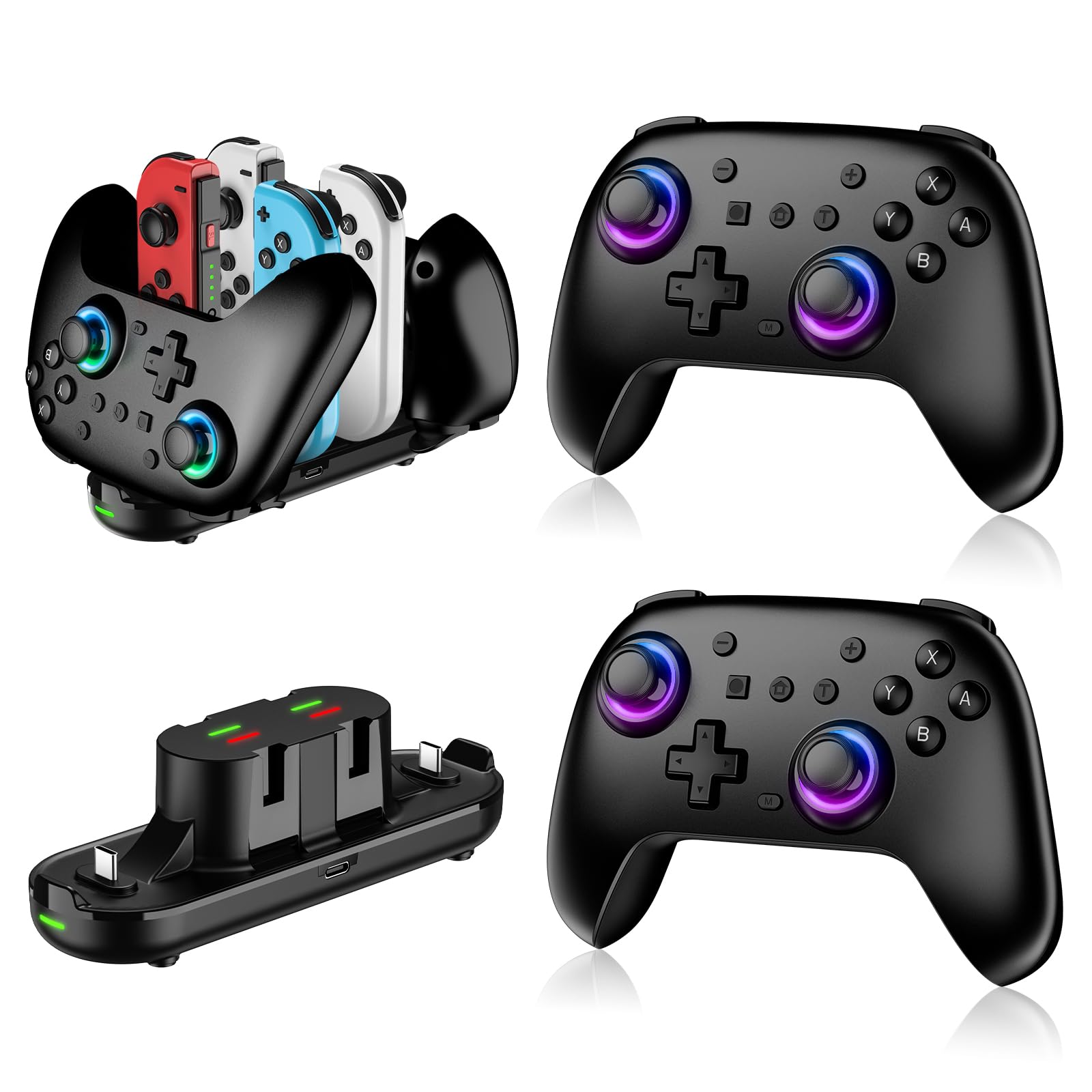 Nintendo Switch コントローラー2セット（１つは充電機能付き）箱無 Amazon.co.jp: Switch コントローラー 2セット+6in1充電スタンド