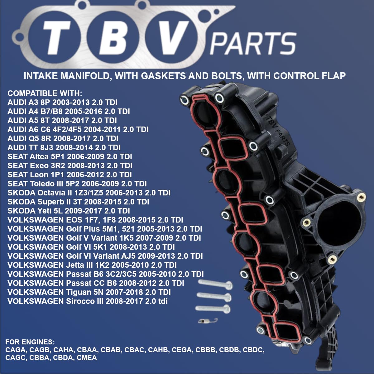 Collettore Di Aspirazione 03L129711AG 2100030 101224 V10-4477 Modulo collettore di aspirazione Compatibile Per A3 A4 A5 A6 Q5 Altea Leon Octavia Superb Yeti 2.0 TDI