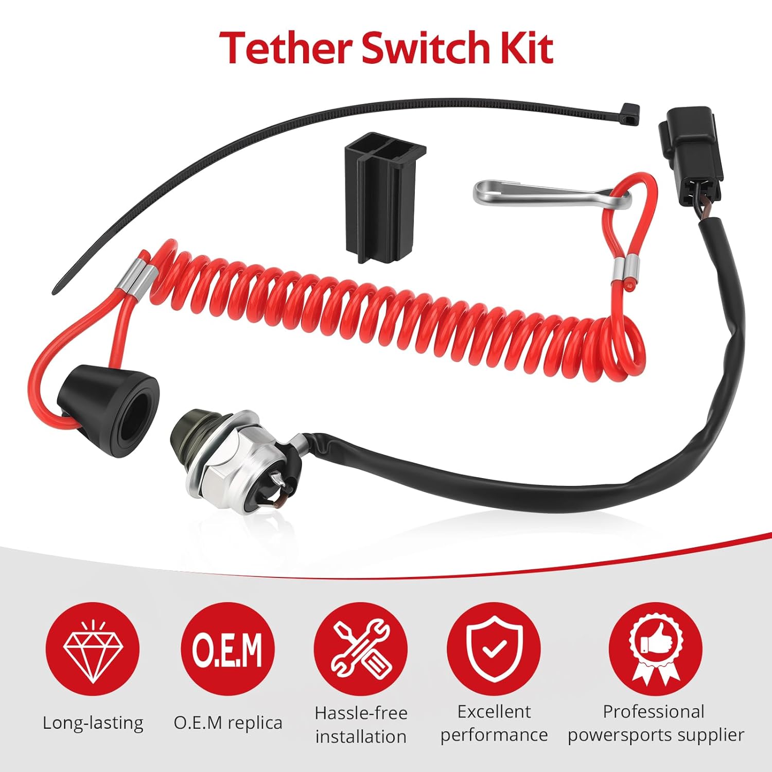 JAVIK Tether Switch Kit for Polaris Snowmobile 440 550 600 700 800 1999-2016 O.E.M# 2874379 4010187 4010849