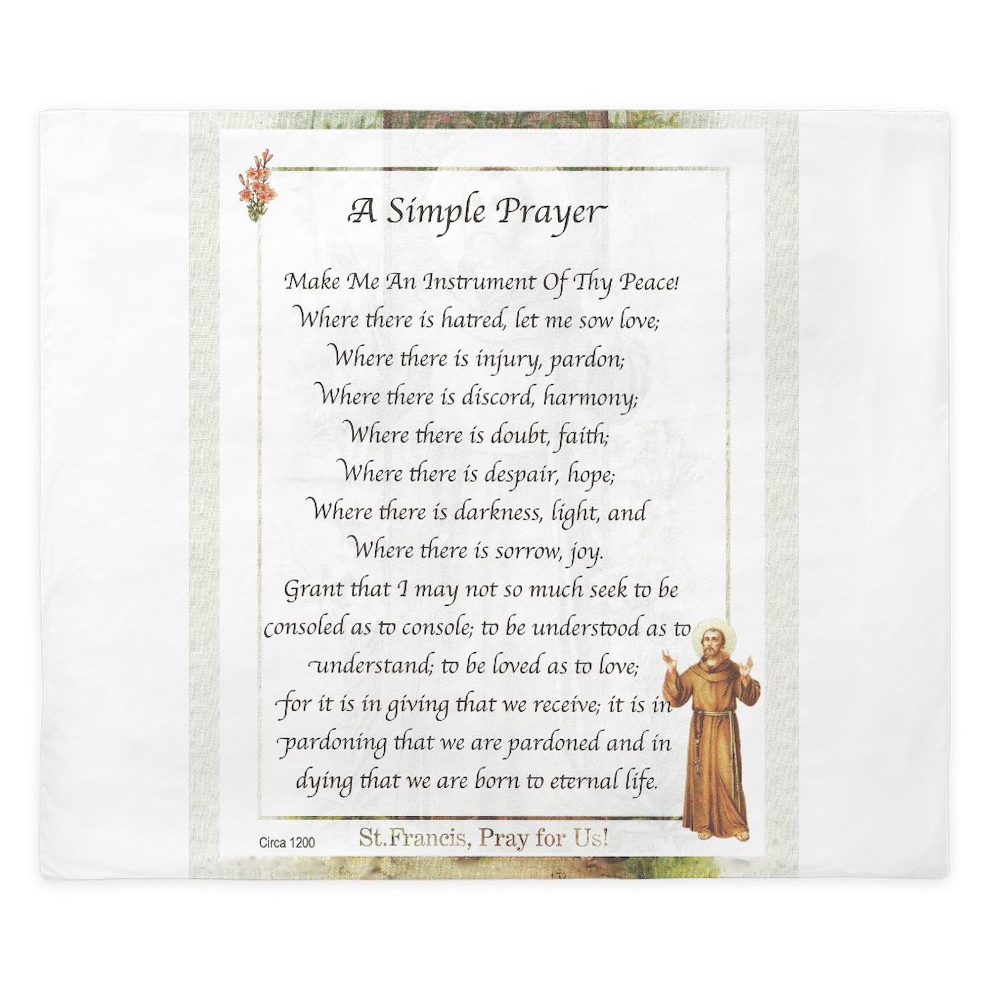 CafePress Saint Pope Francis Simple Prayer King Duvet Cover, Printed Comforter Cover, Unique Bedding