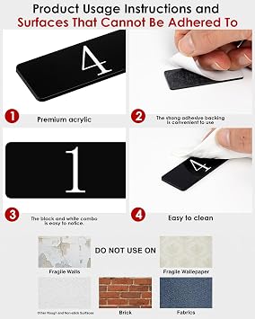100 Pcs Acrylic Number Plates, 2.4 x 1 Inch Self-Adhesive Acrylic Numbers for Locker, Door, Table, House - Consecutive 1-100 for Office, Storage, Organizing