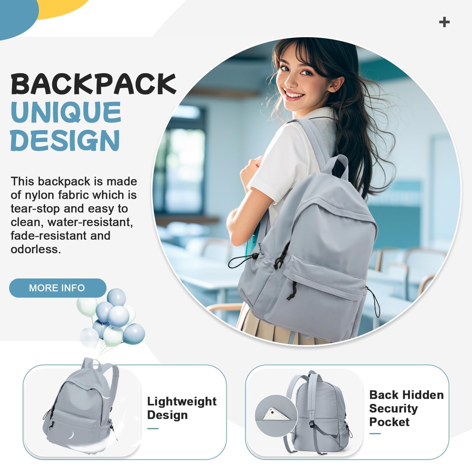 HYC00 Zaino Scuola Superiore Ragazza,Zaino da Scuola Media Ragazzo Zaino Università Leggero Resistente all'acqua College Casual Daypacks, Zaino PC 14 Pollici Zaini Scuola Cartella Adolescente