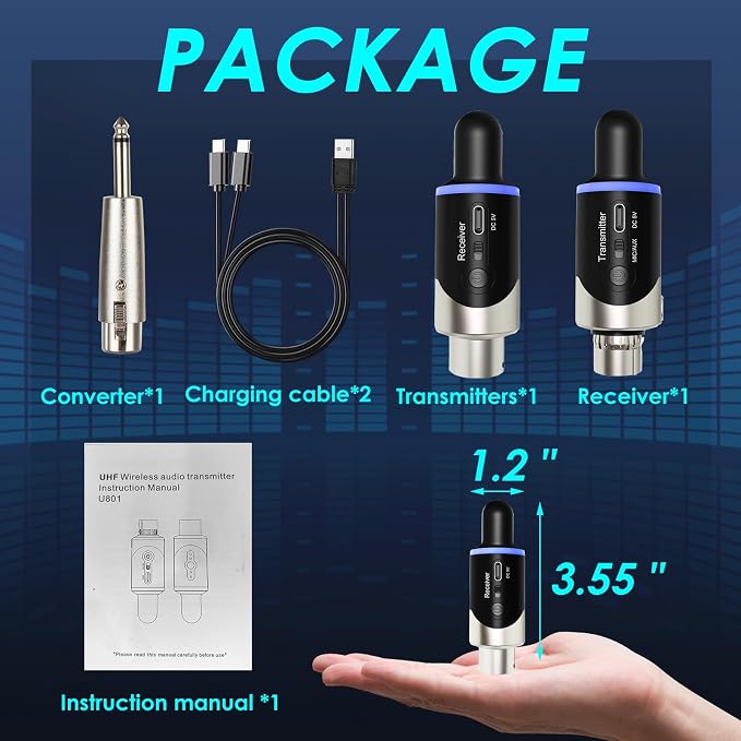 Sistema inalámbrico micrófono XLR 4 canales UHF miniatura 8
