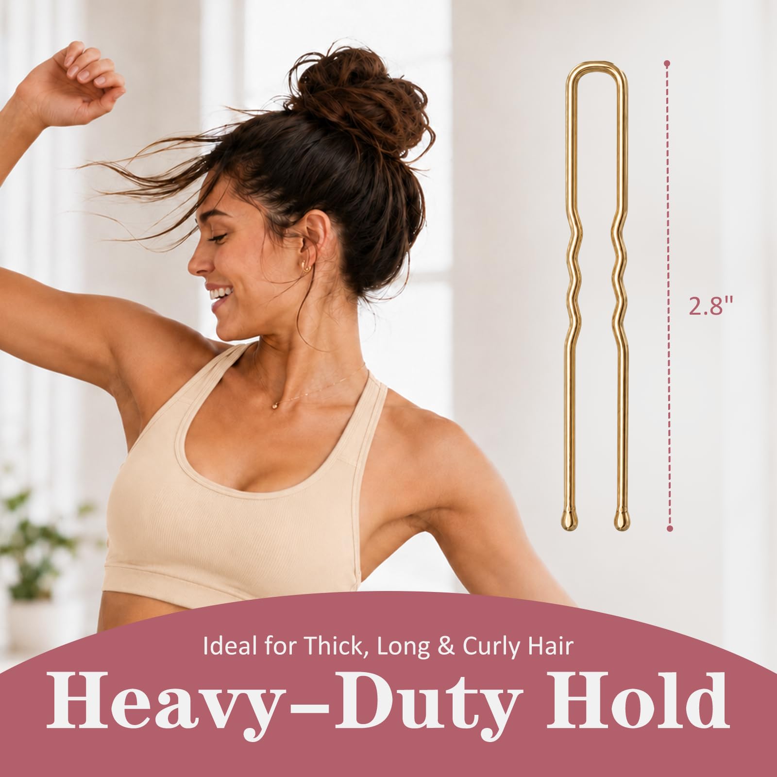 Amazon.com : U Shaped Gold Hair Pins for Buns, 100 PCS 2.8