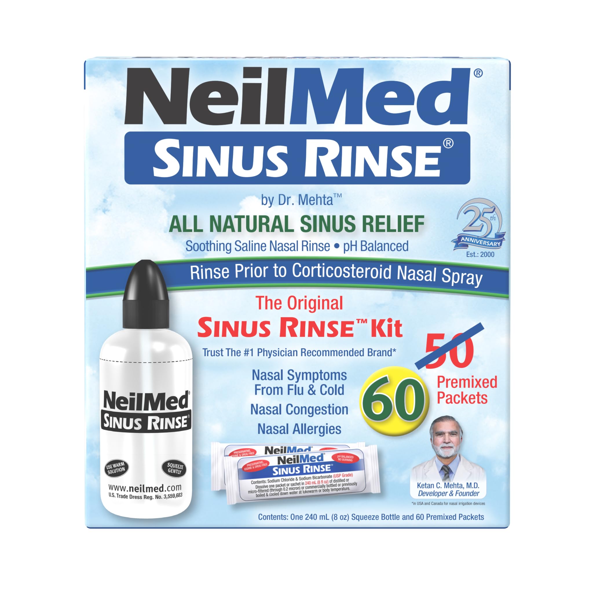 SinusRinse Saline Nasal Rinse Kit 50 Sachets