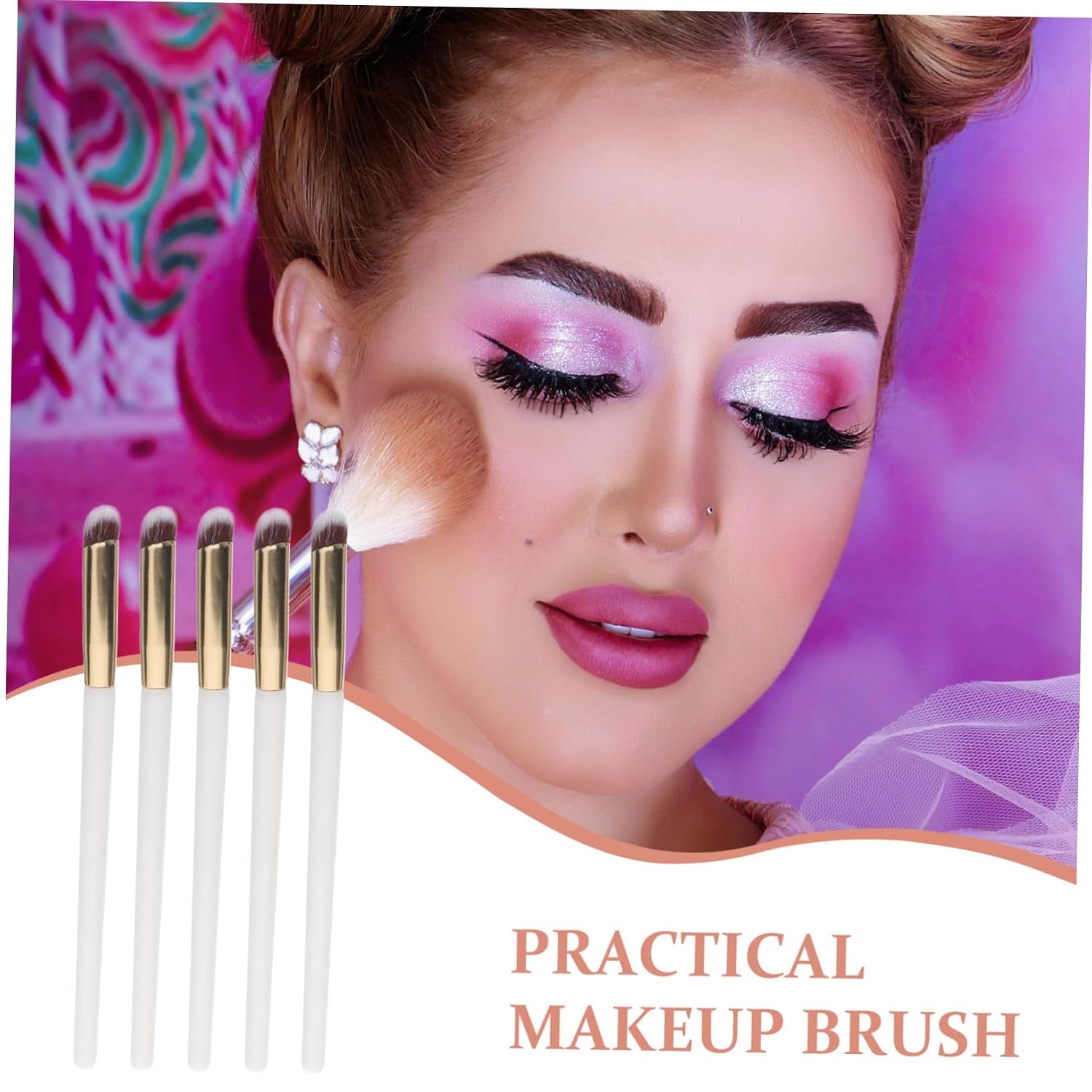 10pcs Angled Concealer Brush Set under Eye and Foundation Makeup, Synthetic Face Contour Blending Brushes for Women, Professional Cosmetics Tools for Precise Application