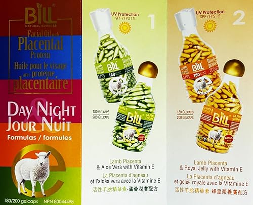 Miniatura 4 de Placenta de cordero y aloe vera con aceite facial de vitamina E 200 gelcaps fuentes naturales de Bill