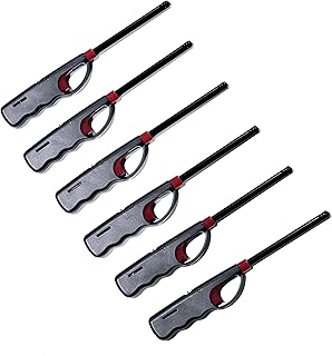 6 Pack BBQ Grill Lighter Casings Refillable Butane Gas Candle Fireplace Kitchen Stove Long