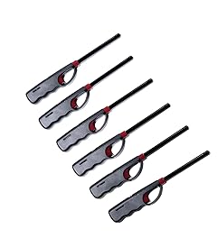 6 Pack BBQ Grill Lighter Casings Refillable Butane Gas Candle Fireplace Kitchen Stove Long