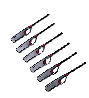 6 Pack BBQ Grill Lighter Casings Refillable Butane Gas Candle Fireplace Kitchen Stove Long