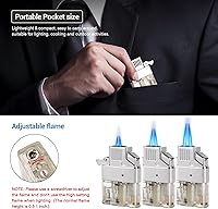 Vista 7 de Coldown Butane Lighter Insert, Windproof Gas Lighter with Dual Torch Jet Flame Adjustable and Fuel Refillable, Unique Gifts for Men