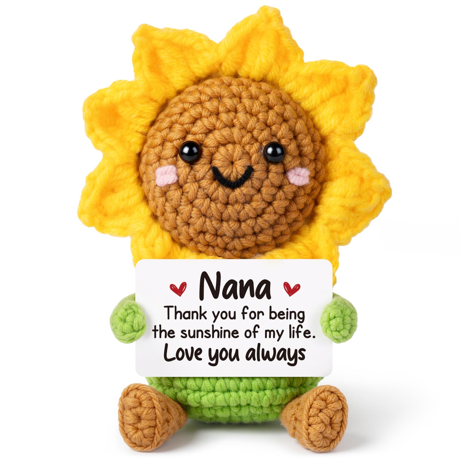 GoMelley Nana Gifts, Birthday Gifts for Nanas - Handmade Crochet Sunflower I Love You Nana- Grandparents Day, Mothers Day, Christmas, Valentines Day, Thanksgiving Gift for Grandma, Nanny