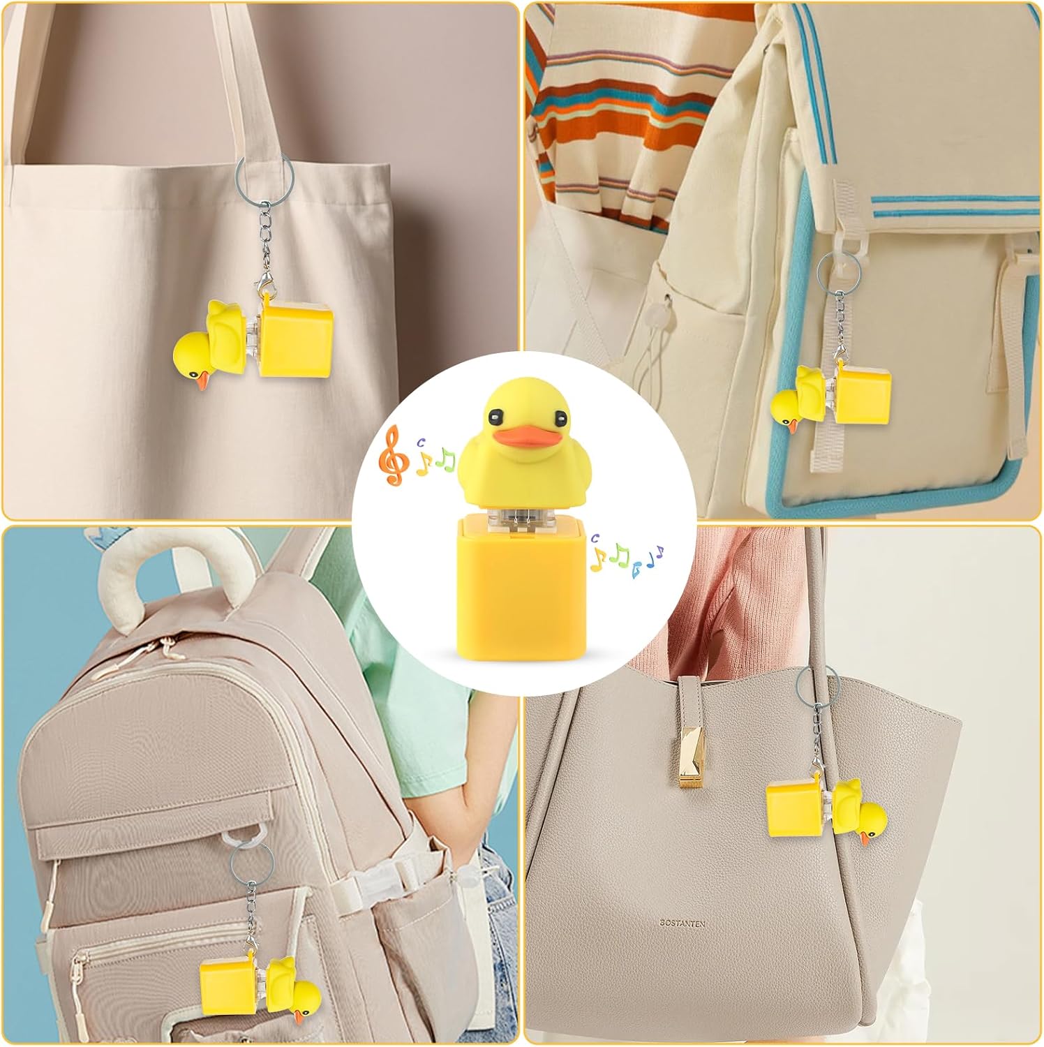Quacking Duck Keychain Duck Quacking Fidget Toy , Duck Keyboard Keycaps That Quack Stress Reliever with Colorful Lights, Portable and Fun Anxiety Relief Toy