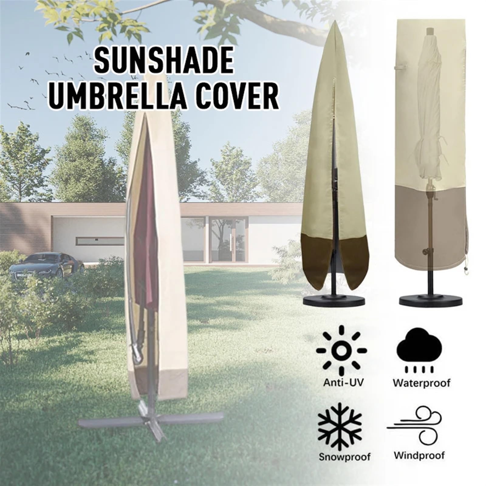 Housse de Parasol Housse de Parasol Banane Housse de Parasol de Jardin Housse de Parasol déporté pour Parasol Déporté(190x55x60cm)