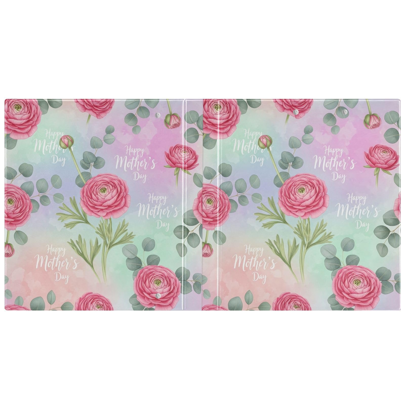 Raccoglitore a tre anelli con stampa floreale rosa da 3,8 cm, raccoglitore ad anelli con tasche, confezione da 2