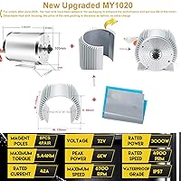 Vista 19 de 72V 3000W Motor sin escobillas Max 6700RPM Scooter eléctrico Motor DC 72V Go Kart Motor eléctrico con detección de temperatura