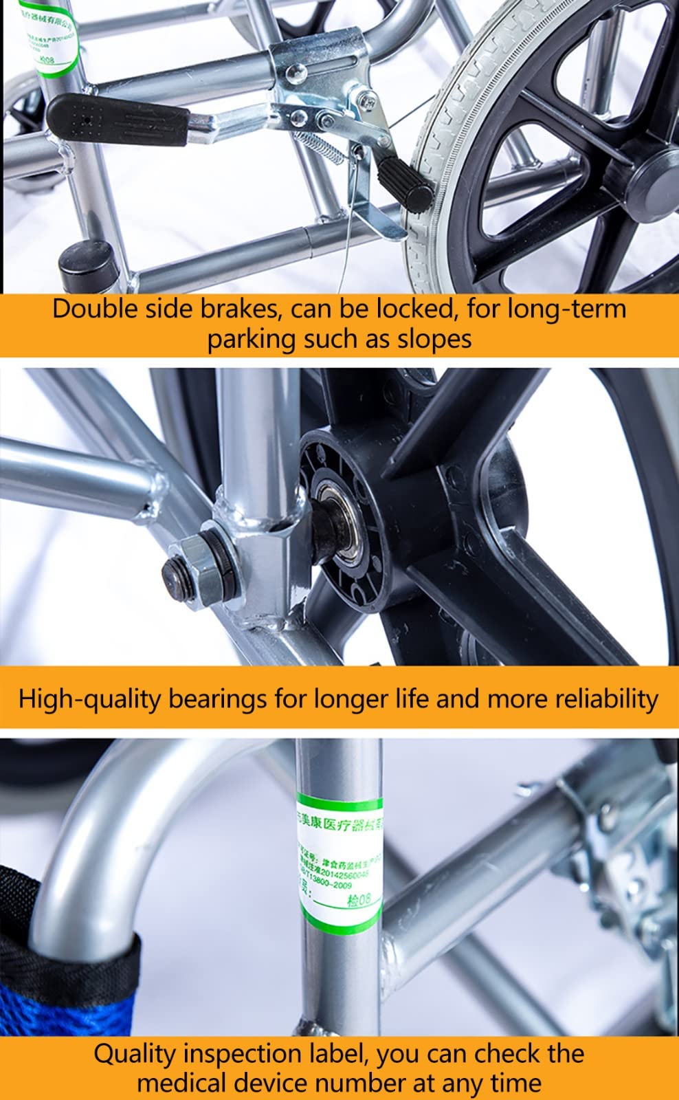 Silla De Ruedas Para Ancianos Silla De Ruedas Autopropulsada Manual Plegable Ligera Silla De Ruedas Ultraligera, Silla Médica De Transporte, Ayuda De Movilidad Manual De Viaje B,High-carbon steel