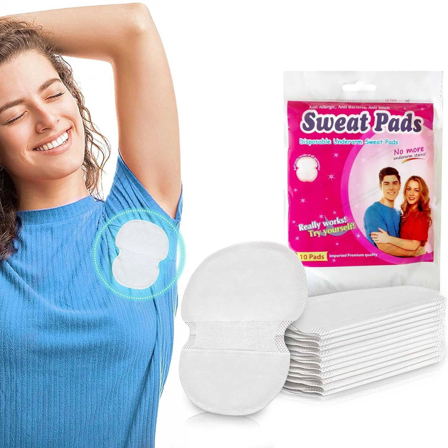 Scholazs Disposable Underarm Sweat Pads for Men | Women – Highly Absorbent, Cotton, Anti-Allergic, Anti-Bacterial, and Odor-Control Underarm Sweat Pads, Peel-off (pack of 30)
