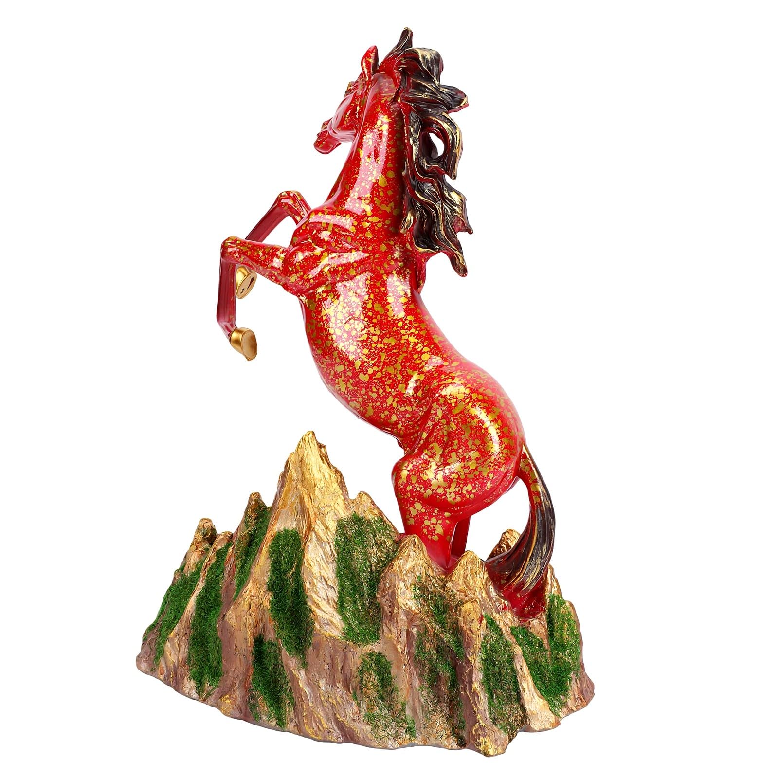 AUNMAS Statua di Cavallo in Piedi, Figurina in Resina da 54,5oz (Rosso oro)