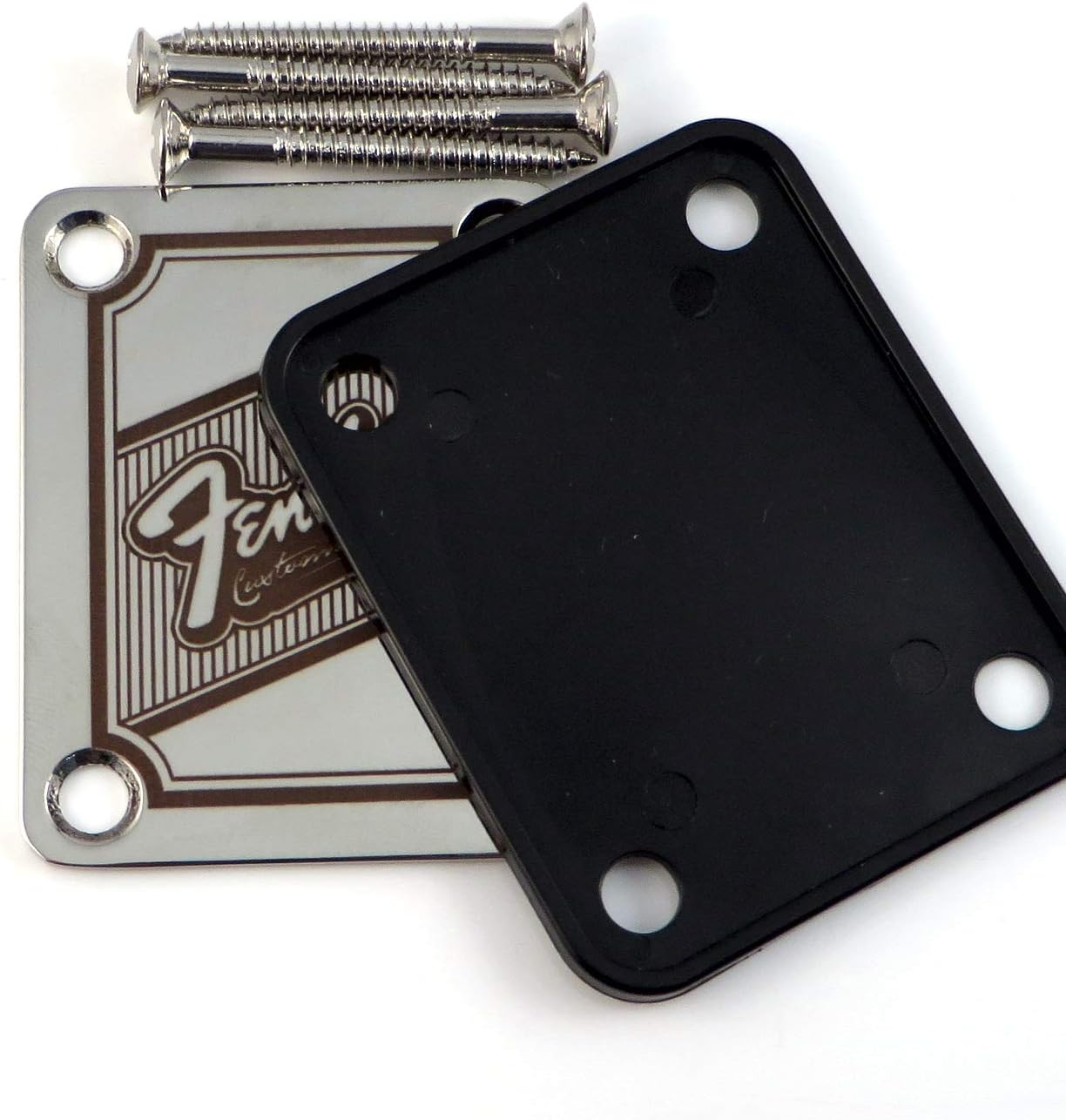 Nickel Guitar Neck Plate - Custom Engraved - Choose from 22 Designs and Serial Number