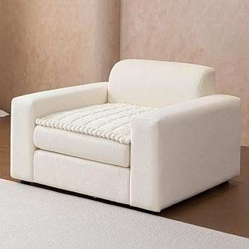 Couch Covers for Dogs, Pet Couch Covers for Recliner, Couchs Protector for Dogs, Sofa Cover for Pets Washable, Dog Cover for Couch, Velvet Couchs Protector for Pets1PC,Beige White,27.6"27.6"