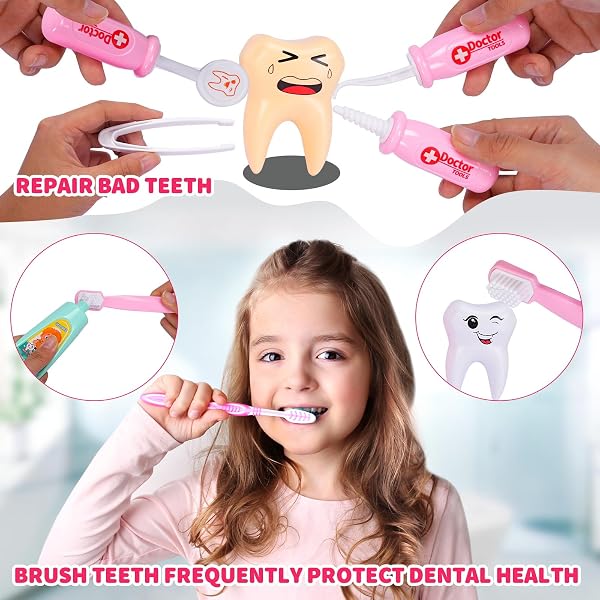 Valigetta Dottore Bambini,Kit di Giocattoli per Dentisti per Bambini,Kit Dottoressa Bambina,35 Pezzi Gioco di Ruolo Educativo per Bambini 3 4 5 6 7 8 9 10 Anni Regalo Perfetto - 5