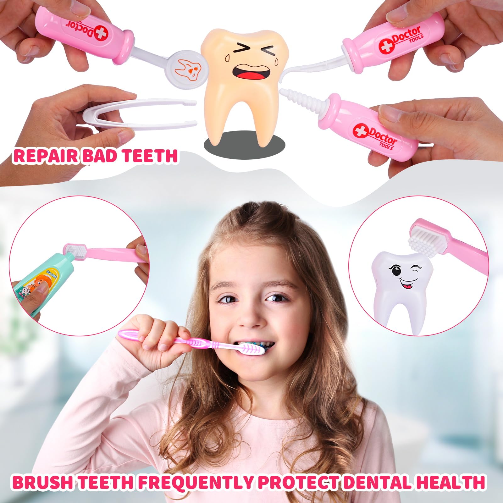 Valigetta Dottore Bambini,Kit di Giocattoli per Dentisti per Bambini,Kit Dottoressa Bambina,35 Pezzi Gioco di Ruolo Educativo per Bambini 3 4 5 6 7 8 9 10 Anni Regalo Perfetto - 5