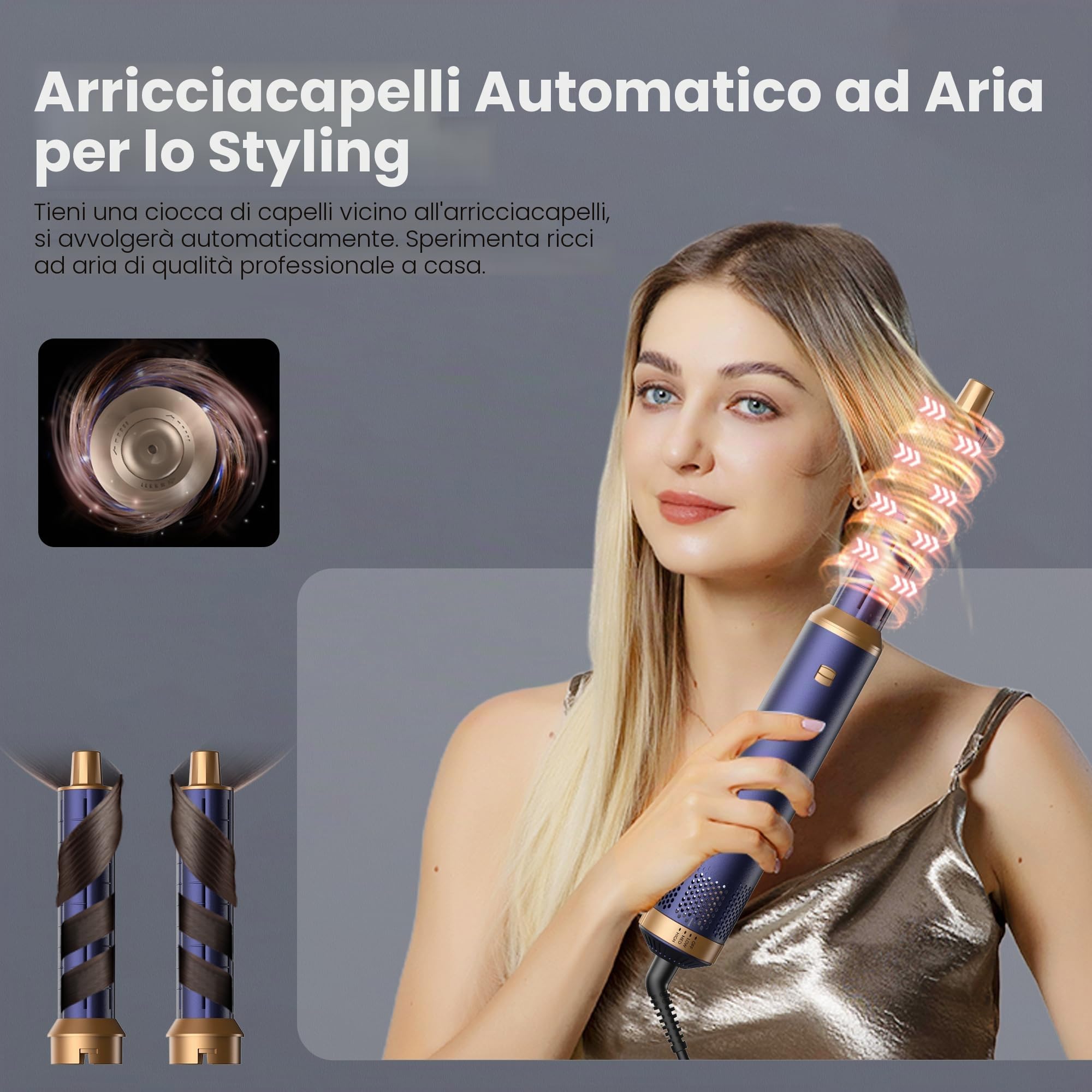 Asciugacapelli 5 in 1, spazzola soffiante 5 in 1, con asciugacapelli ricci, spazzola soffiante, spazzola termica, aria Styler 5 in 1, per asciugare, arricciare, lisciare,regalo per donna