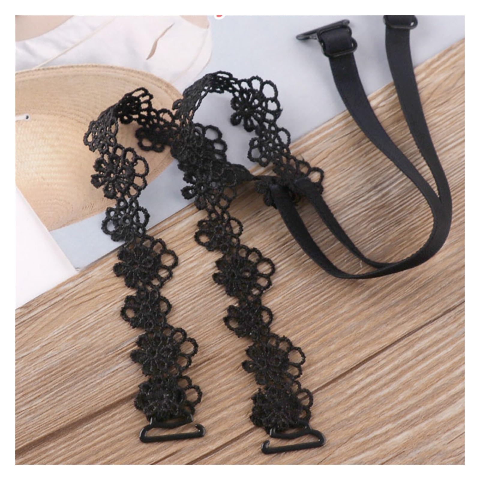 YGMNQAL Women Flower Lace Adjust Bra Straps Shoulder Strap Lingerie Transparent For Invisibility Underwear Accessories(Black)