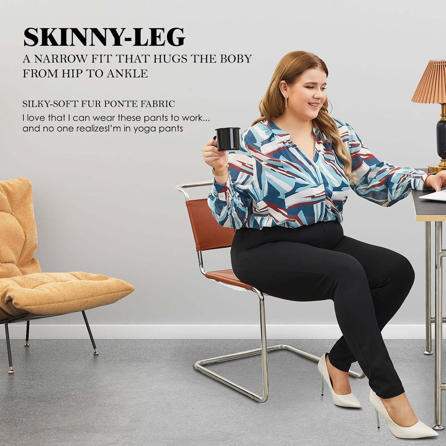 DGD Plus Size Women's Skinny-Leg Dress Pants - High Waisted Slacks for Business Casual,Work Clothes for Office - Image 5