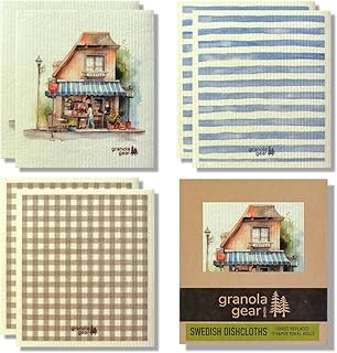 Home by GranolaGear-Premium Swedish Dishcloths for Kitchen 6-Pack Reusable Paper Towels, Eco-Friendly, Compostable, Biodeg...