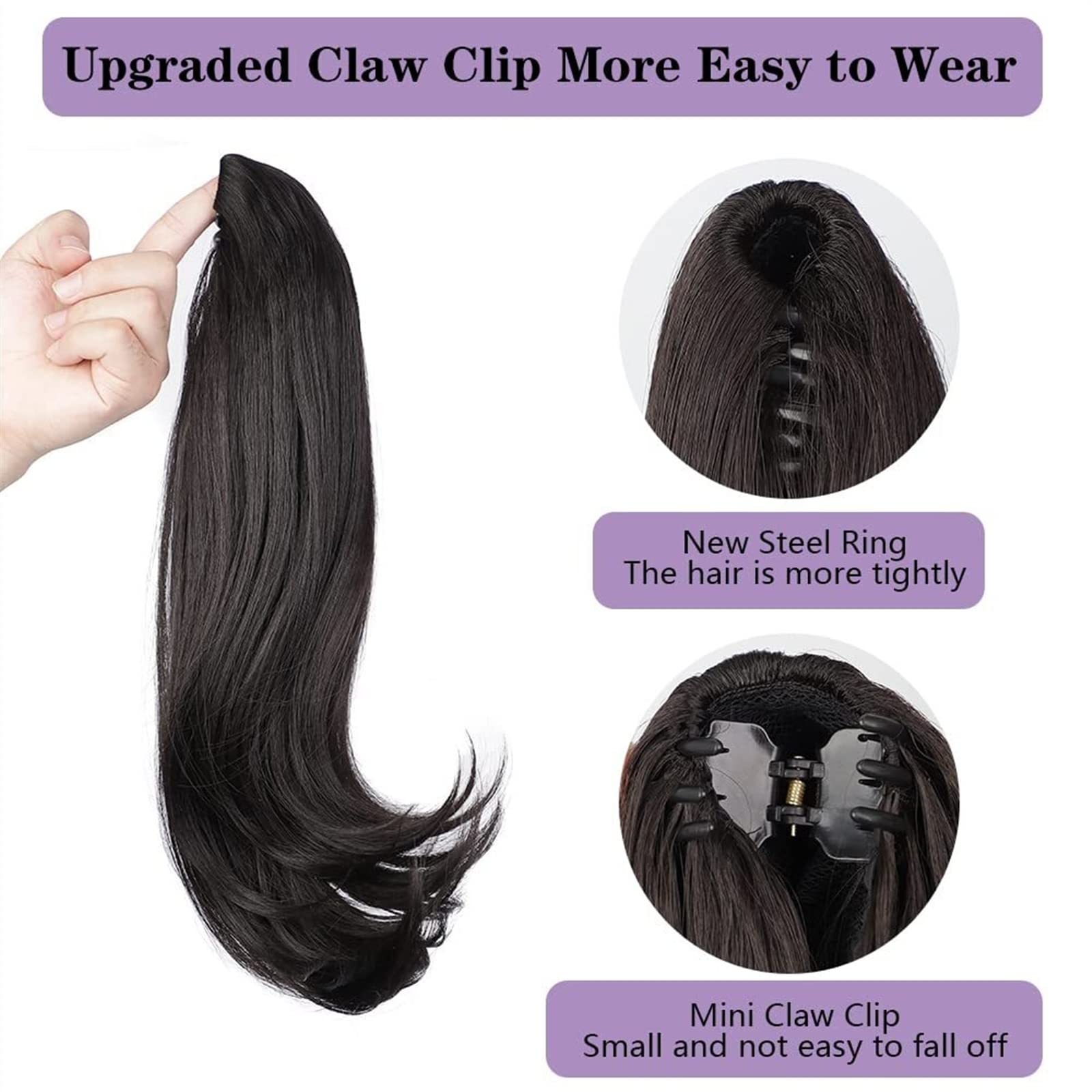 Chignon per Capelli Clip di estensione dei capelli della coda di cavallo sintetica lunga 16" Clip di artiglio del panino riccio sintetico for l'uso quotidiano delle donne Pezzo di Capelli Disordinato(