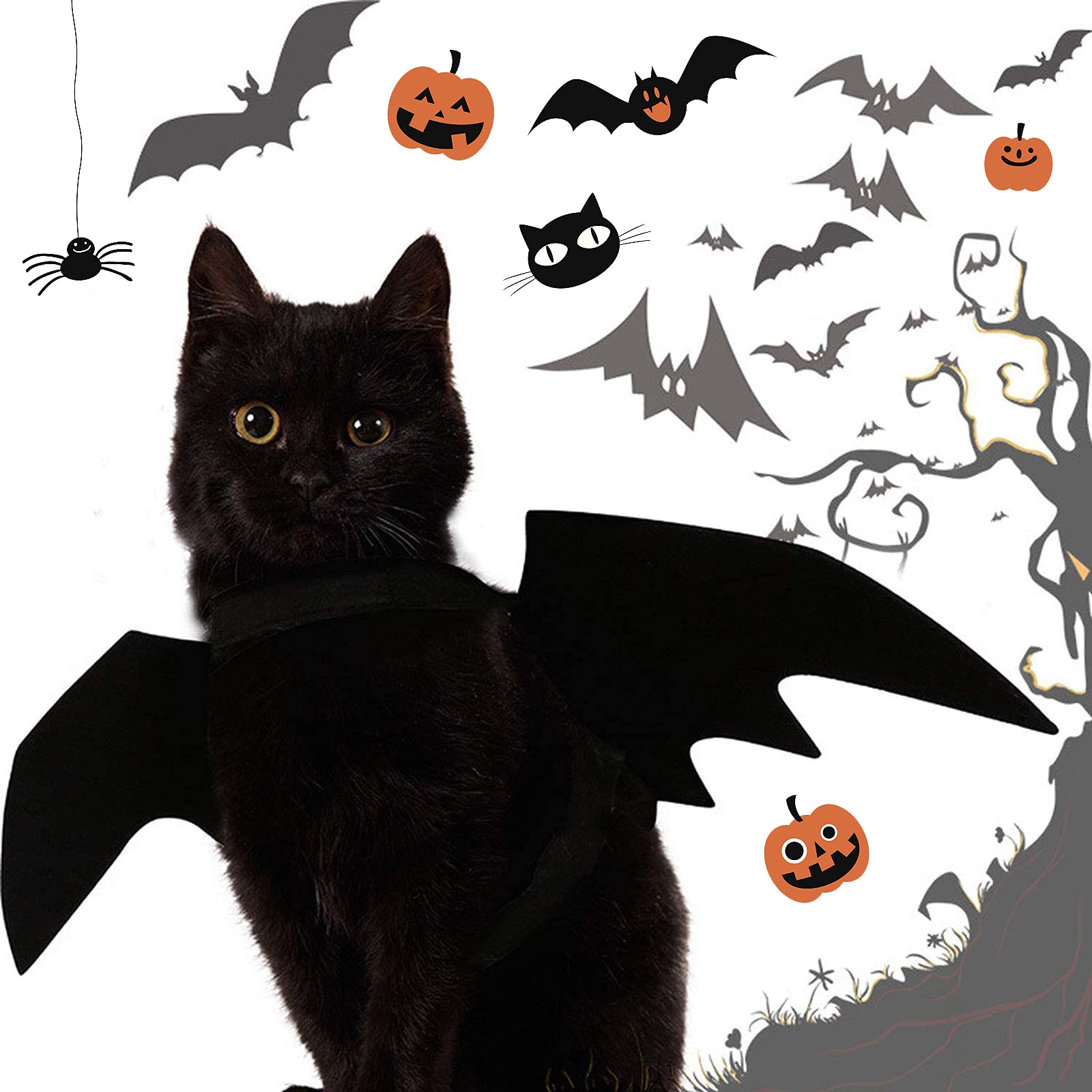 Halloween Katzenkostüm – Fledermaus-Maske, Flügel & Umhang Für Kleine Katzen & Kätzchen