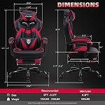 Vonesse Gaming Chair, Reclining Gaming Chairs with Footrest and Massage, High Back Gaming Chairs for Adults with Pocket Spring Cushion, Big and Tall Computer Chair with Lumbar Support (Red/Black)
