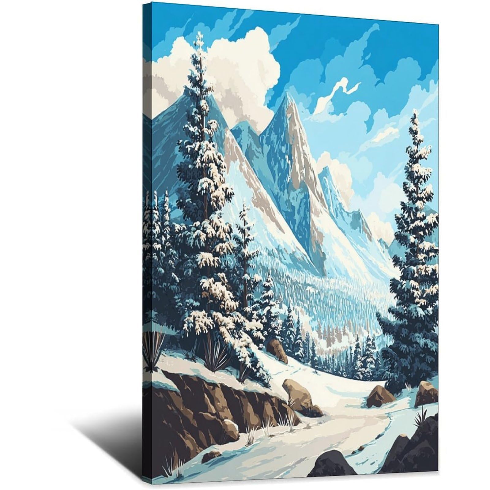 Chamonix Ski Posters 24x36inch(60x90cm) Vintage Watercolor Canvas Art