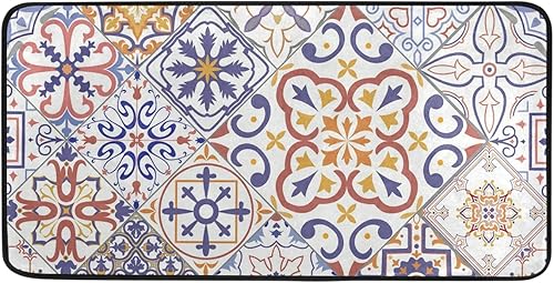 Alfombra de cocina de estilo español, antifatiga, lavable, para piso, antideslizante, de espuma viscoelástica, para granja, baño, lavandería (39 x