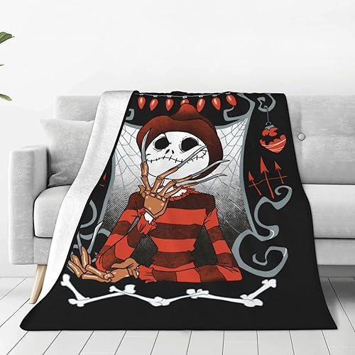 Miniatura 5 de Manta aterradora de personajes navideños para sofá, cama, sofá, cama, suave, ligera, cálida, acogedora, de franela, manta de cama de microfibra