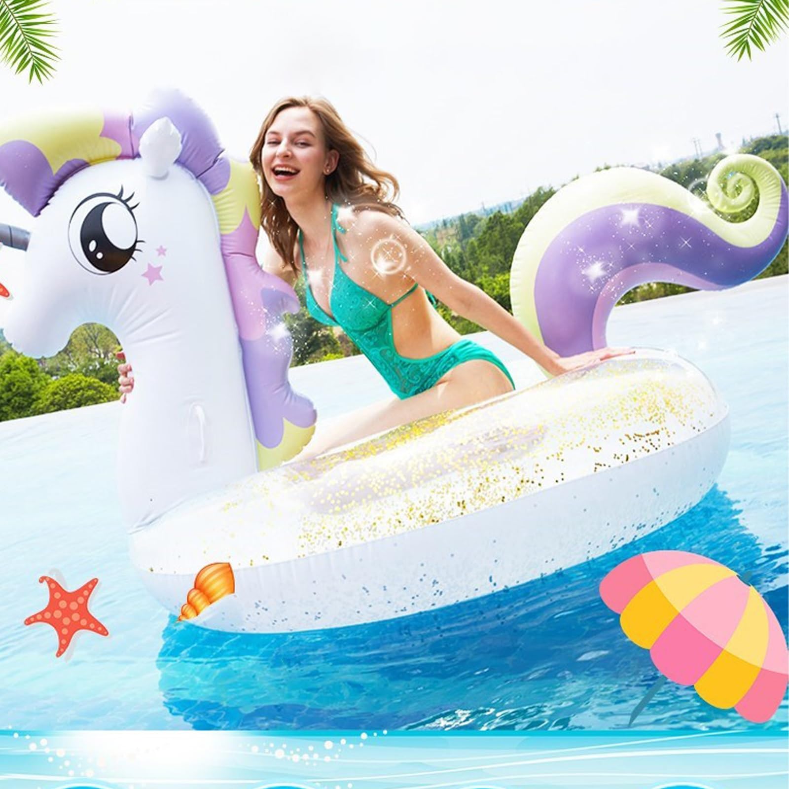 Bouee Piscine Adulte, Chaise Gonflable Piscine | Avec Poignée, Design Élégant, Matériau Épais, Idéales pour les Vacances