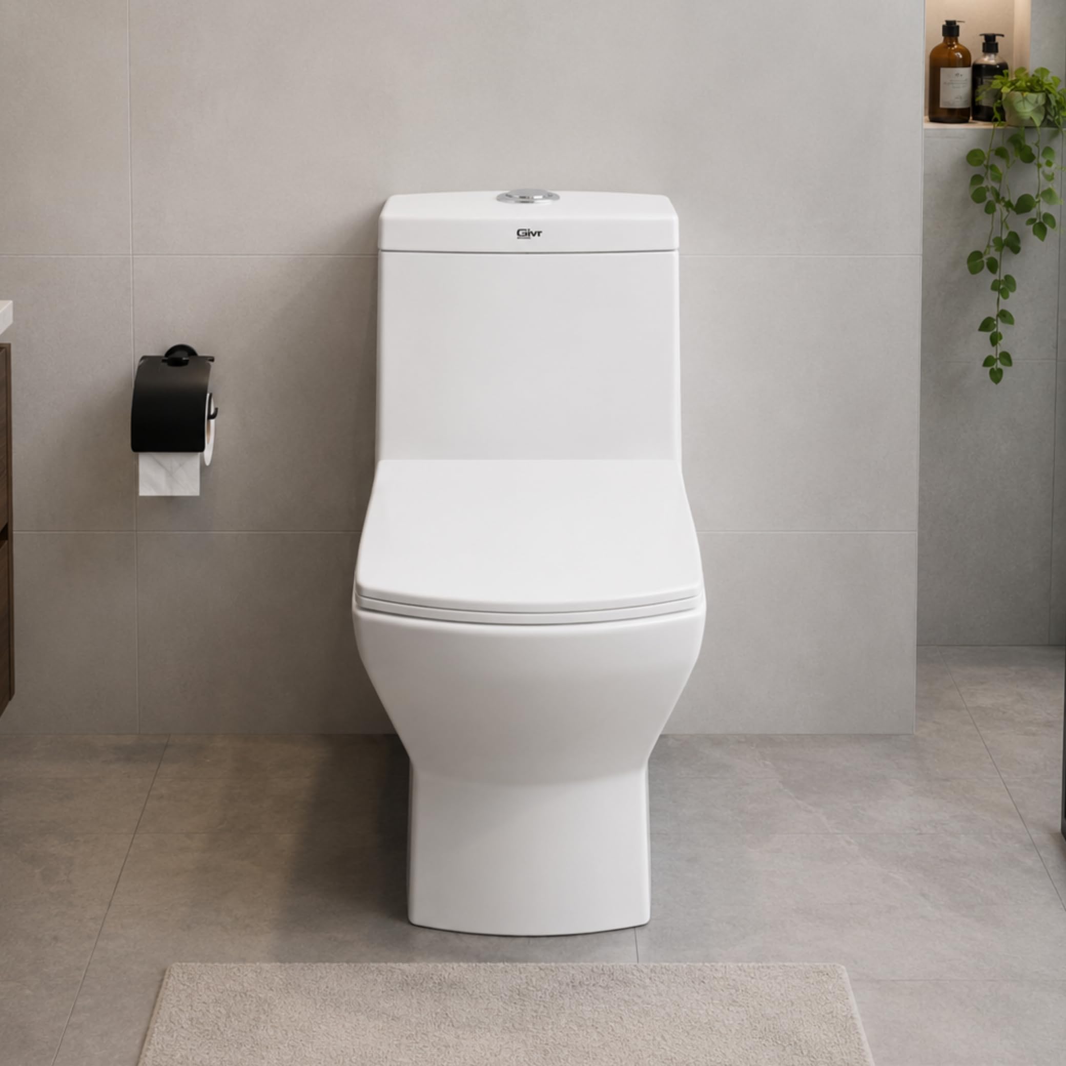 Hisre Premium Western Floor Mounted One Piece Water Closet Ceramic Western Toilet/Commode/European Commode Square With Soft Close Seat Cover For Lavatory, Toilets (ZORO), photo 3 of 4