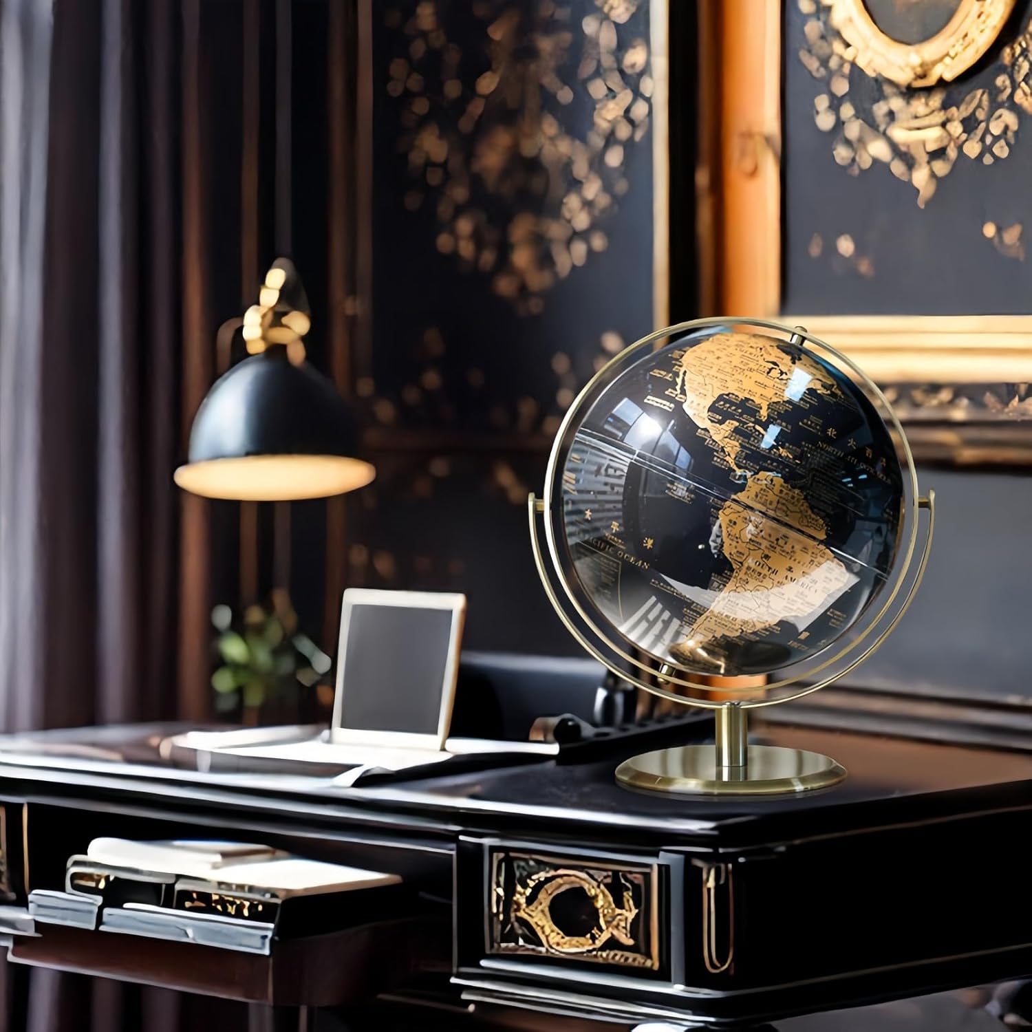 LEXCOOK 地球儀 おしゃれ 子供用 ブラックシー ヴィンテージ 世界