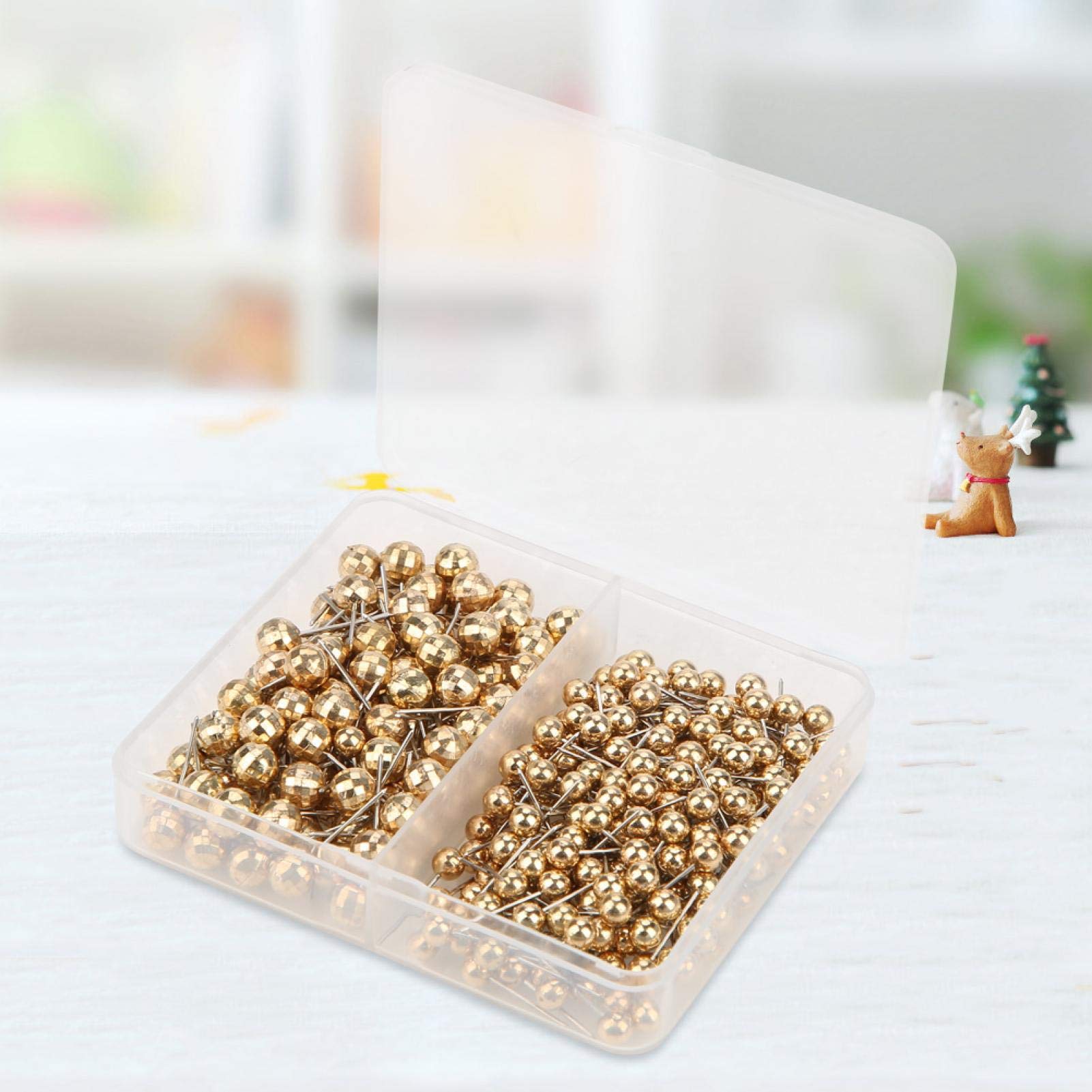 Round Pearl Head Pin Pearl Head Pin Metal Beads Head Marking Push Pins Sewing Pins Fixed Mark (Golden)