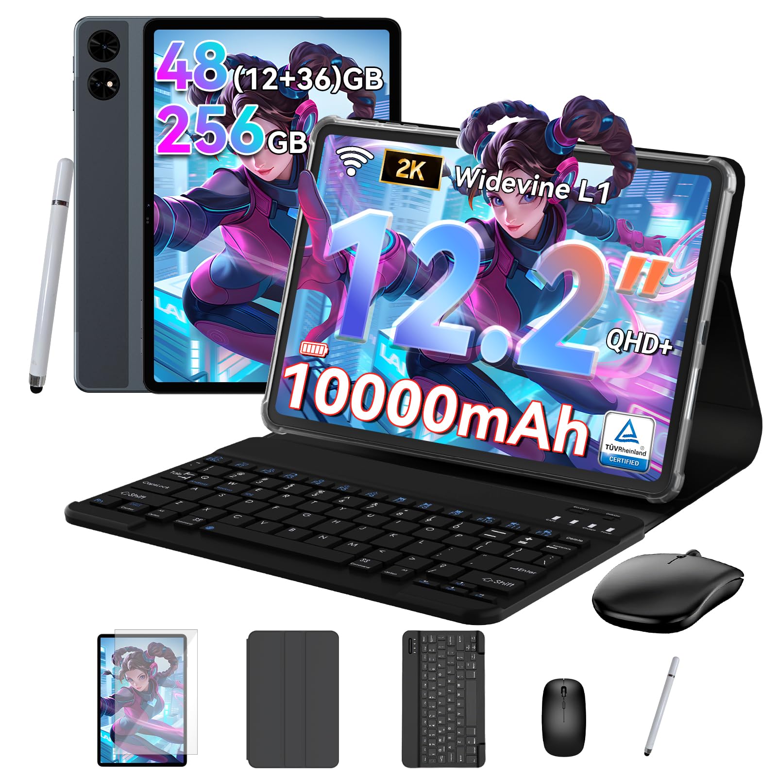 BESTTAB Android タブレット Amazon.com: BESTTAB T60 12 Inch Android 16 Gaming Tablet, 48GB RAM