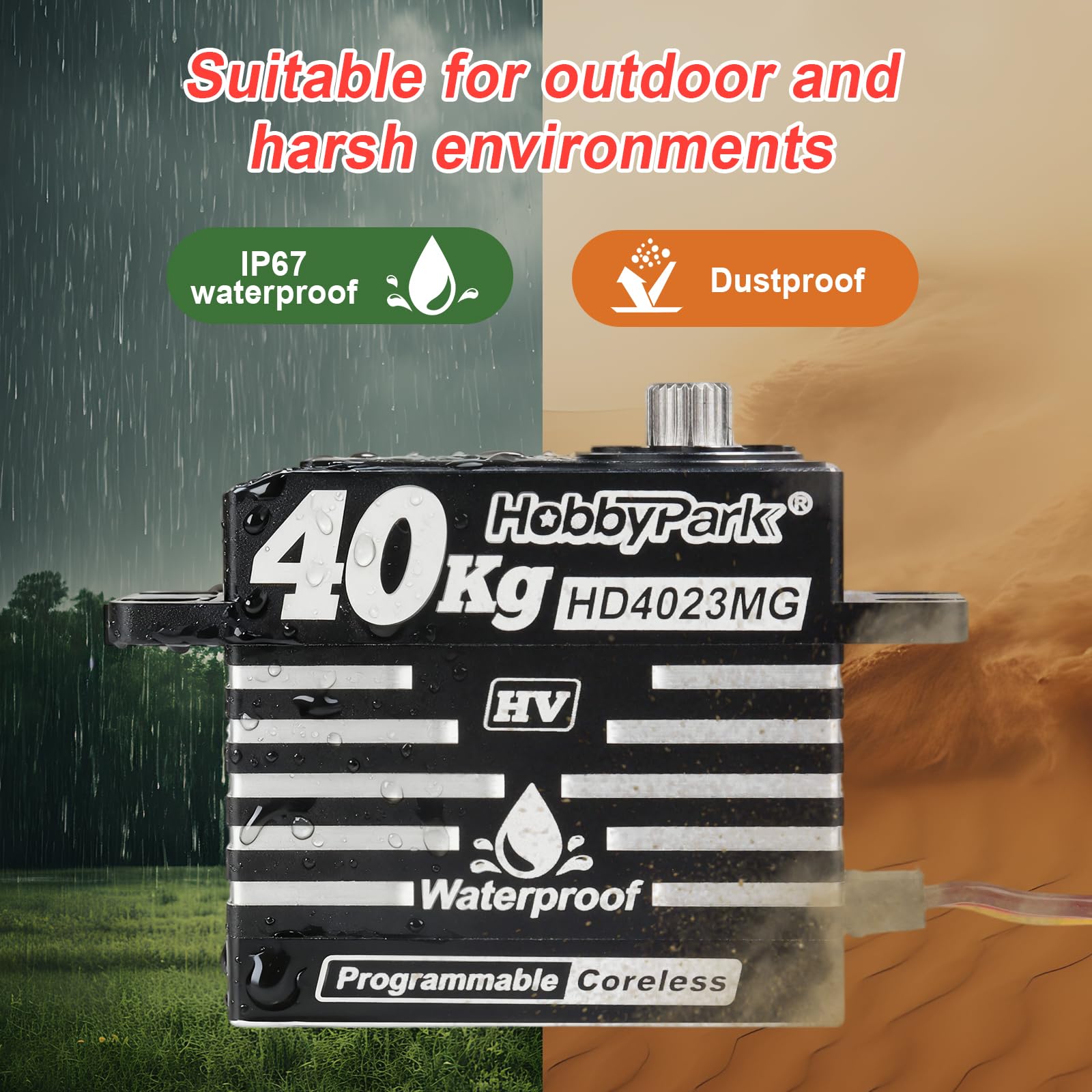 HobbyPark Impermeabile 40kg Digital High Torque RC Servos Coreless Motor RC Sterzo Servo Dimensioni Standard Full Metal Ingranaggi In Acciaio Inox Cassa in Alluminio per 1/8 1/10 RC Auto Camion