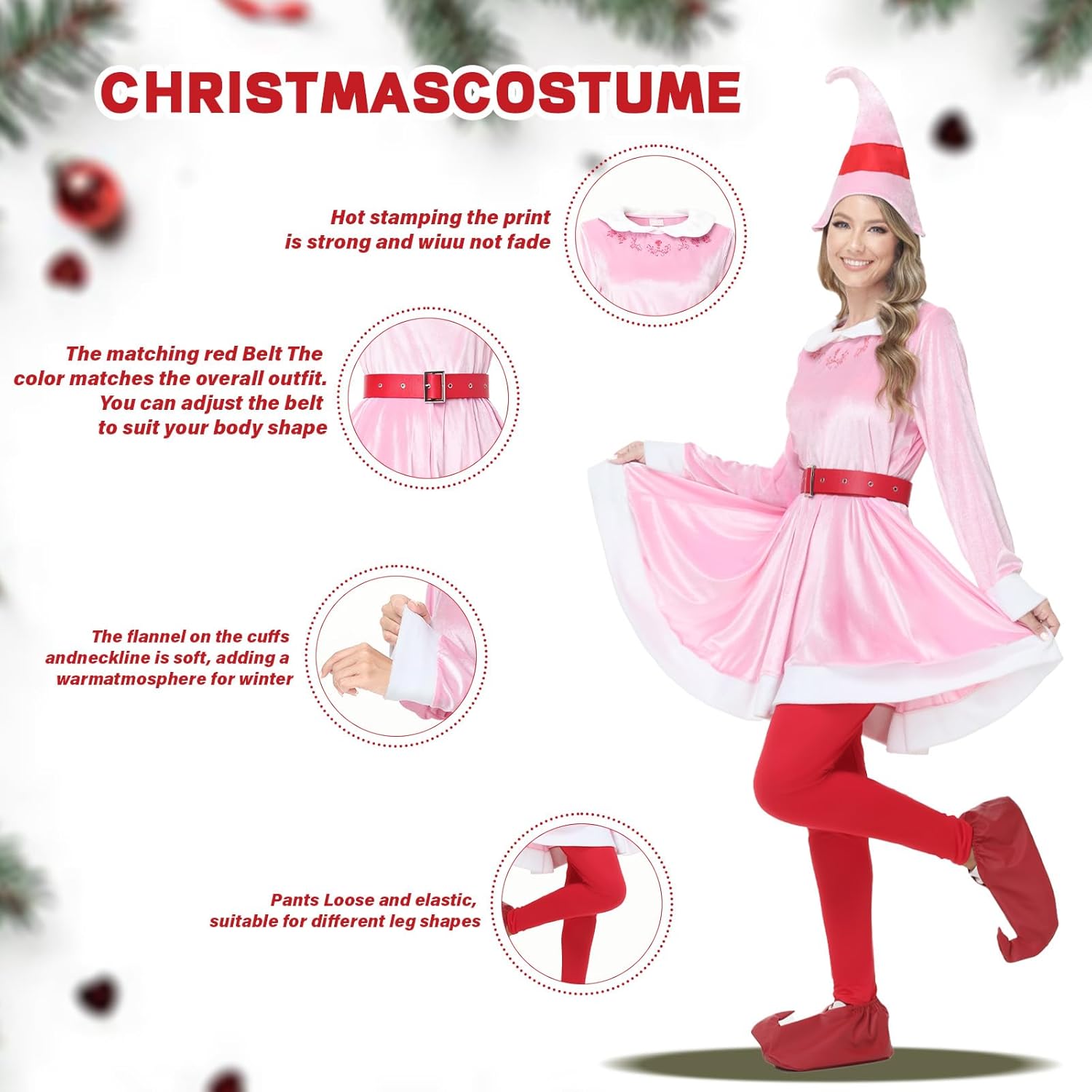 The Elf Costume Women Christmas Elf costume, Woman the Elf Dress Adult Christmas Cosplay Full Set - Image 4